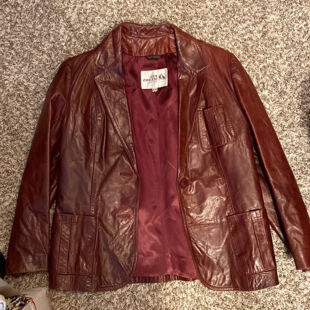 Red leather jacket